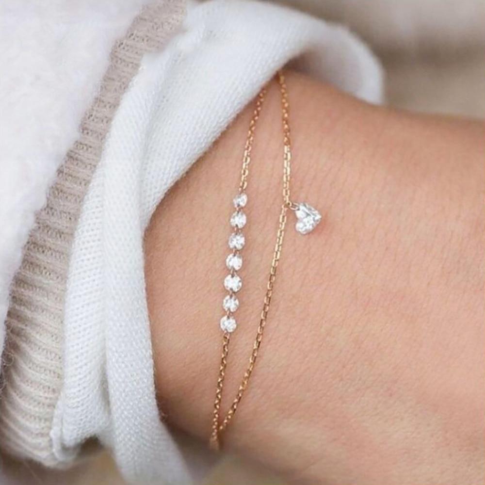 Fashion Leaf Round Knot Cuff Bangle Gold Chain Charm Bracelet for Women