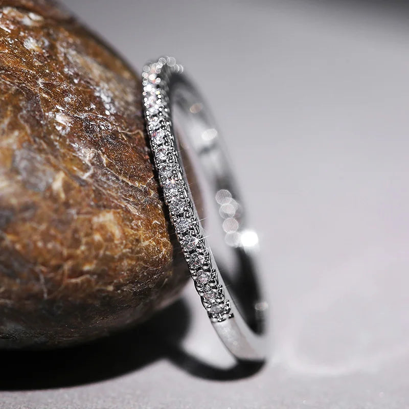 Thin Rings for Women, Brilliant Cubic Zircon