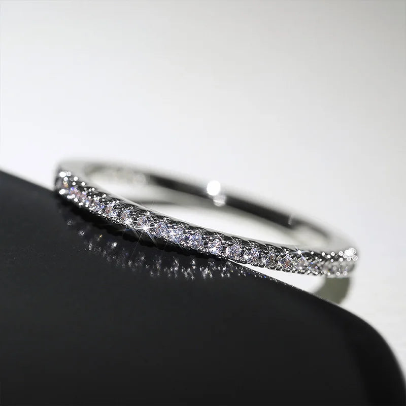 Thin Rings for Women, Brilliant Cubic Zircon