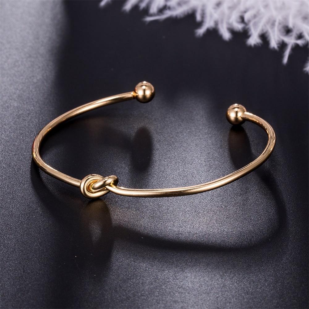 Fashion Leaf Round Knot Cuff Bangle Gold Chain Charm Bracelet for Women