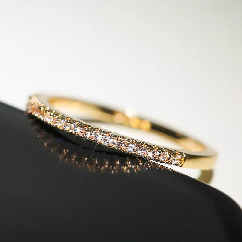 Thin Rings for Women, Brilliant Cubic Zircon