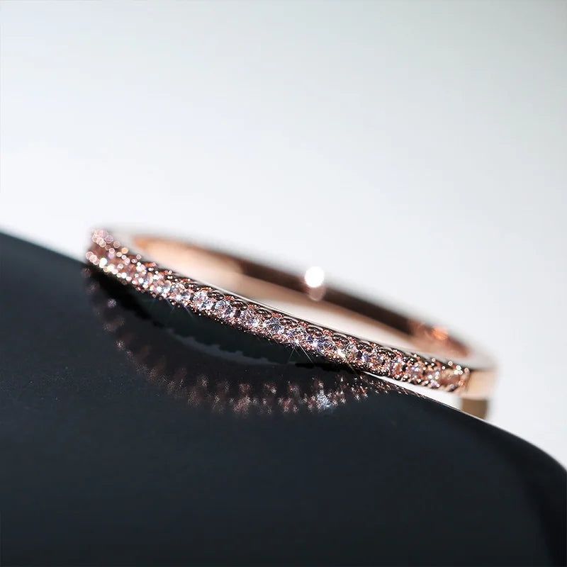 Thin Rings for Women, Brilliant Cubic Zircon