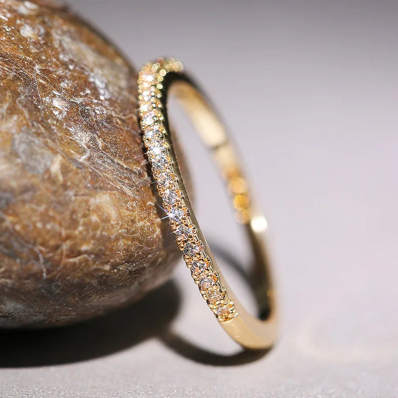 Thin Rings for Women, Brilliant Cubic Zircon