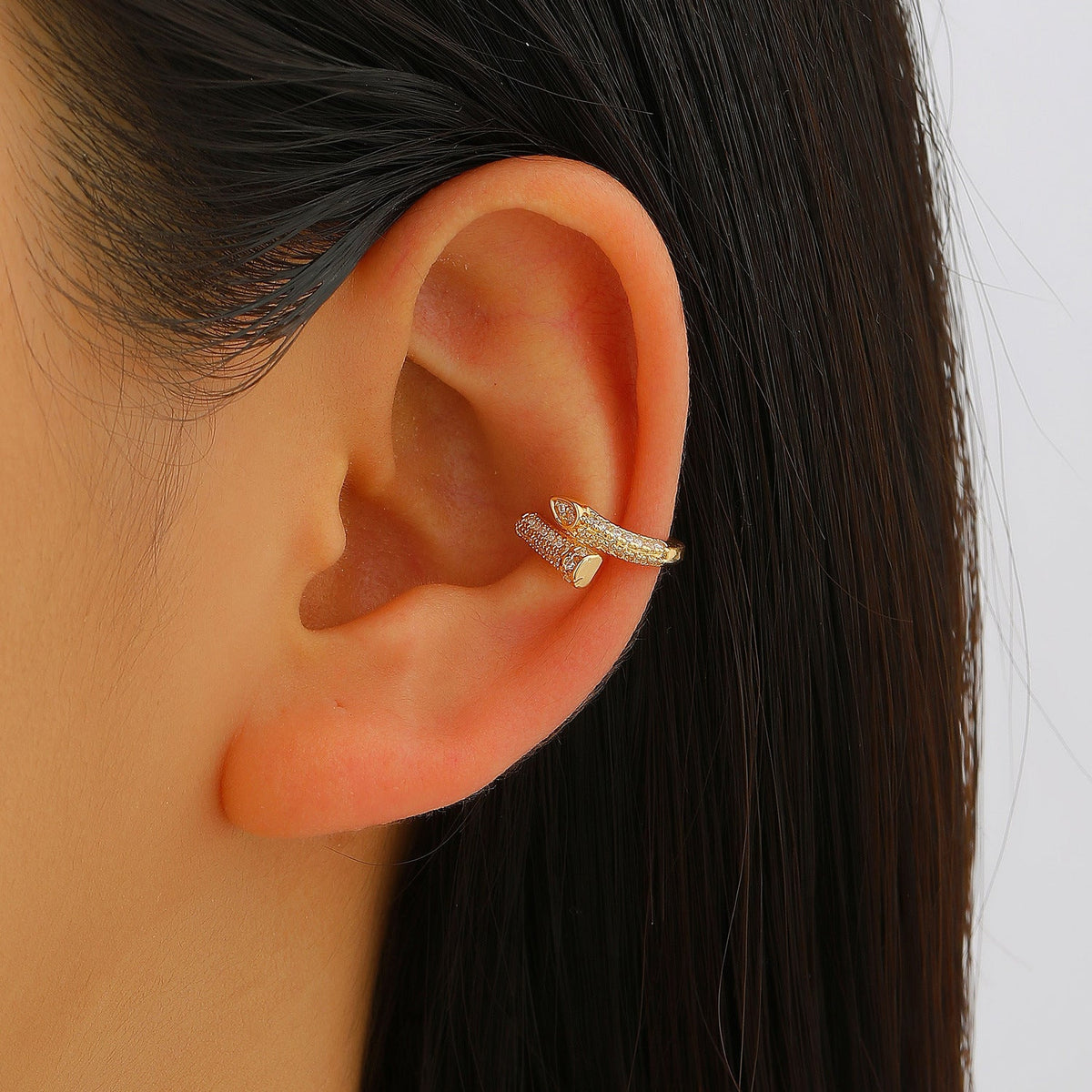 Copper Inlaid Zircon No Piercing Ear Clip