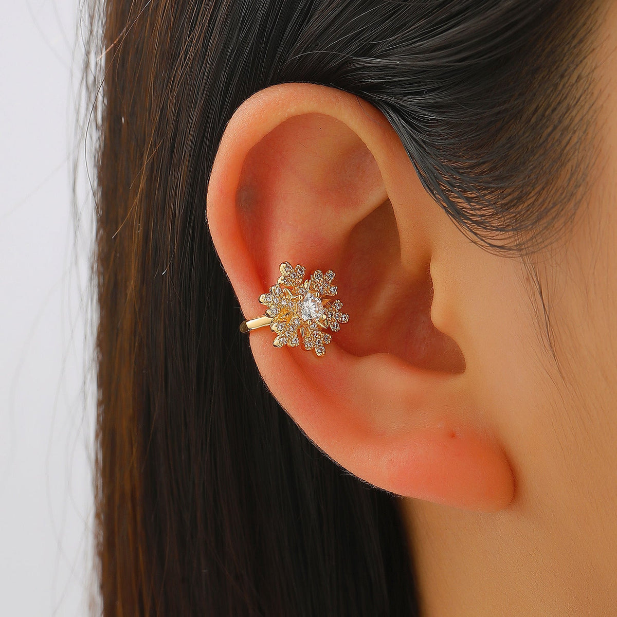 Copper Inlaid Zircon No Piercing Ear Clip