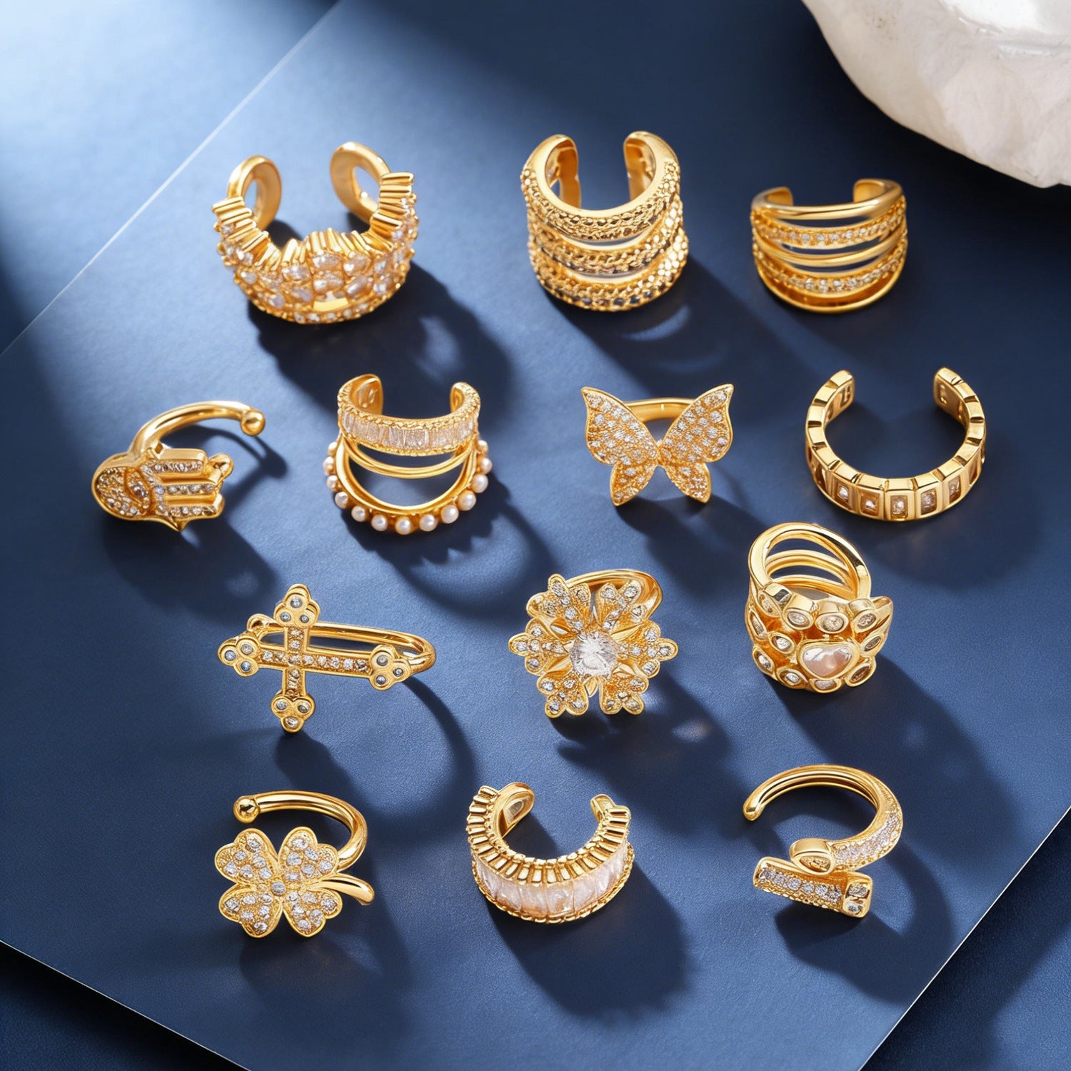 Copper Inlaid Zircon No Piercing Ear Clip