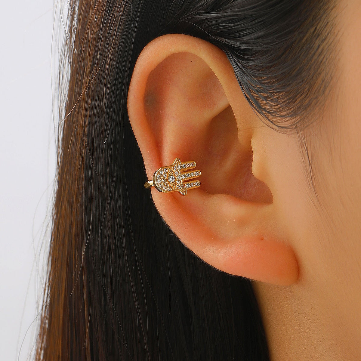 Copper Inlaid Zircon No Piercing Ear Clip