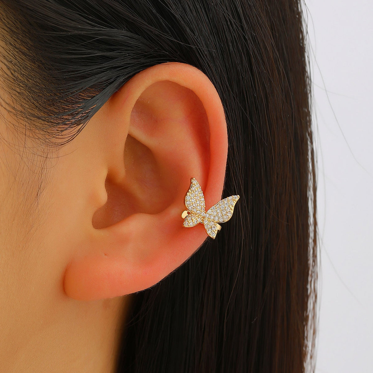 Copper Inlaid Zircon No Piercing Ear Clip