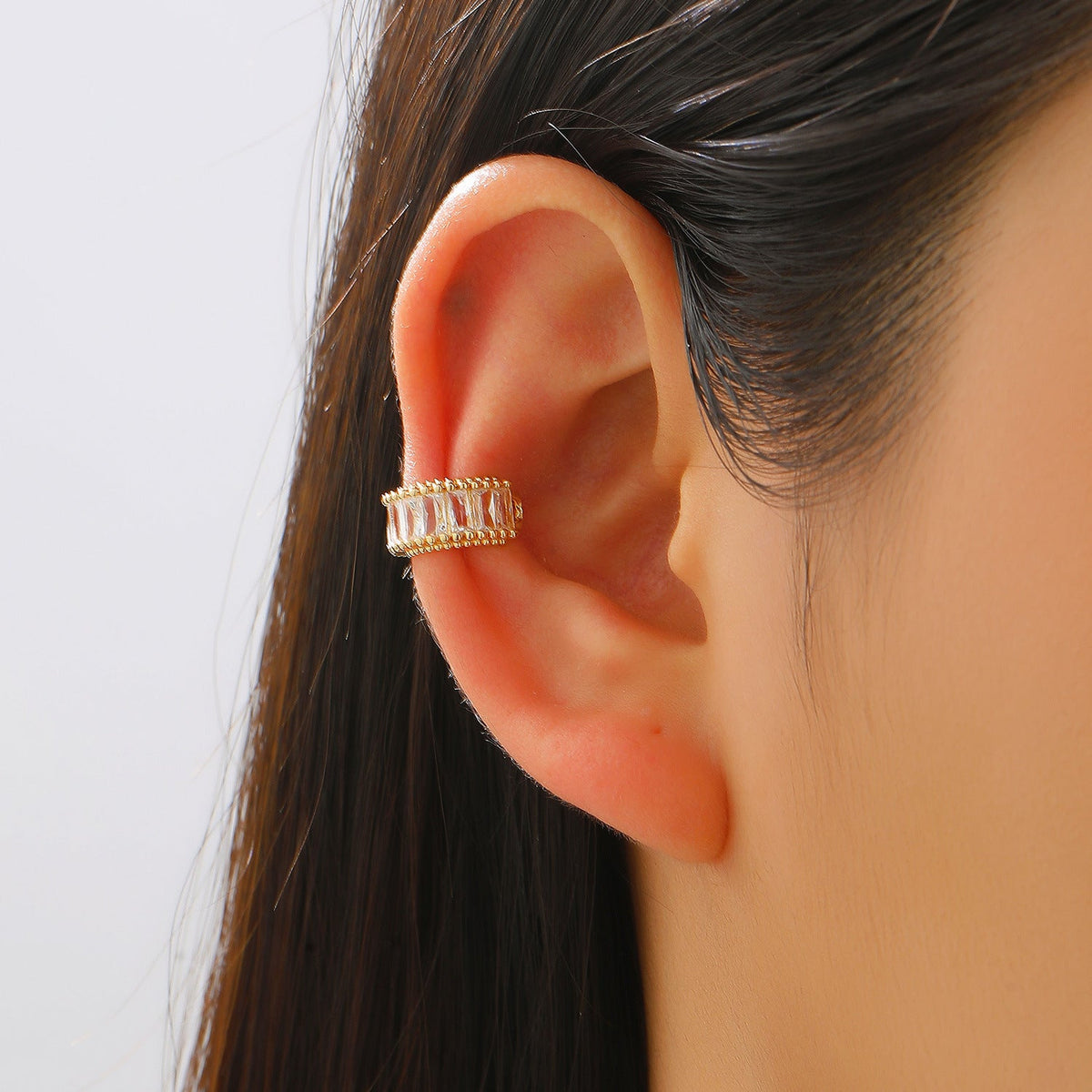 Copper Inlaid Zircon No Piercing Ear Clip