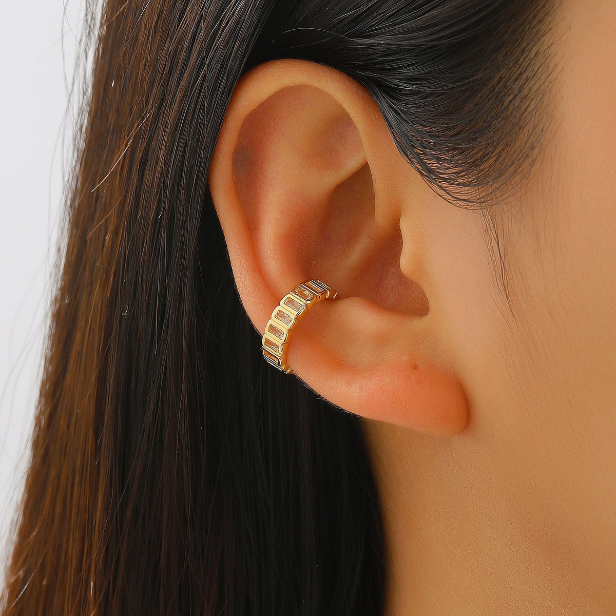 Copper Inlaid Zircon No Piercing Ear Clip