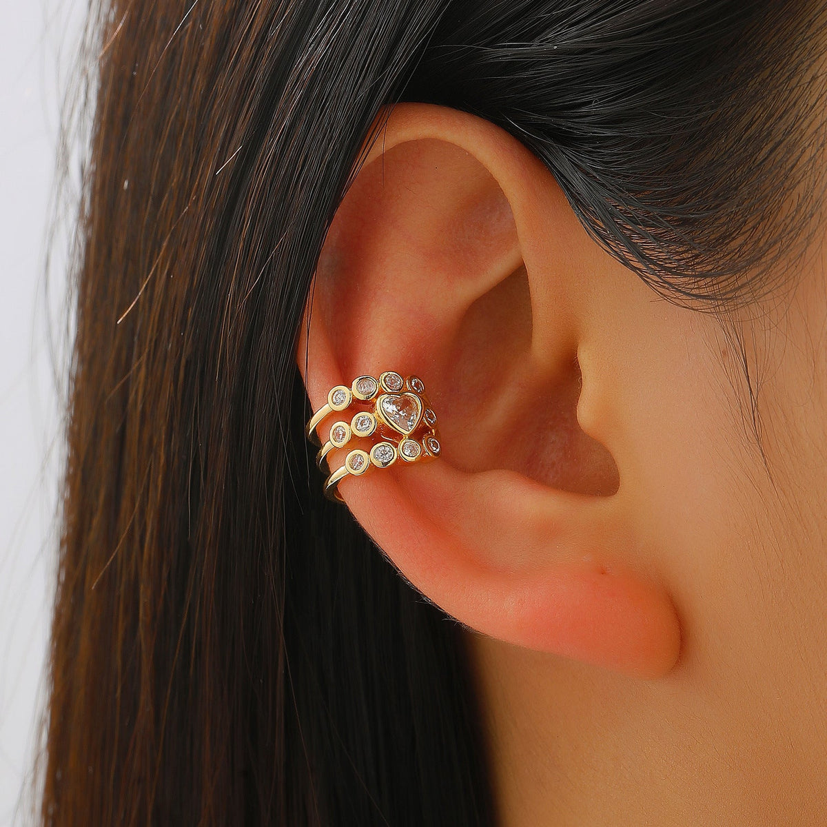 Copper Inlaid Zircon No Piercing Ear Clip