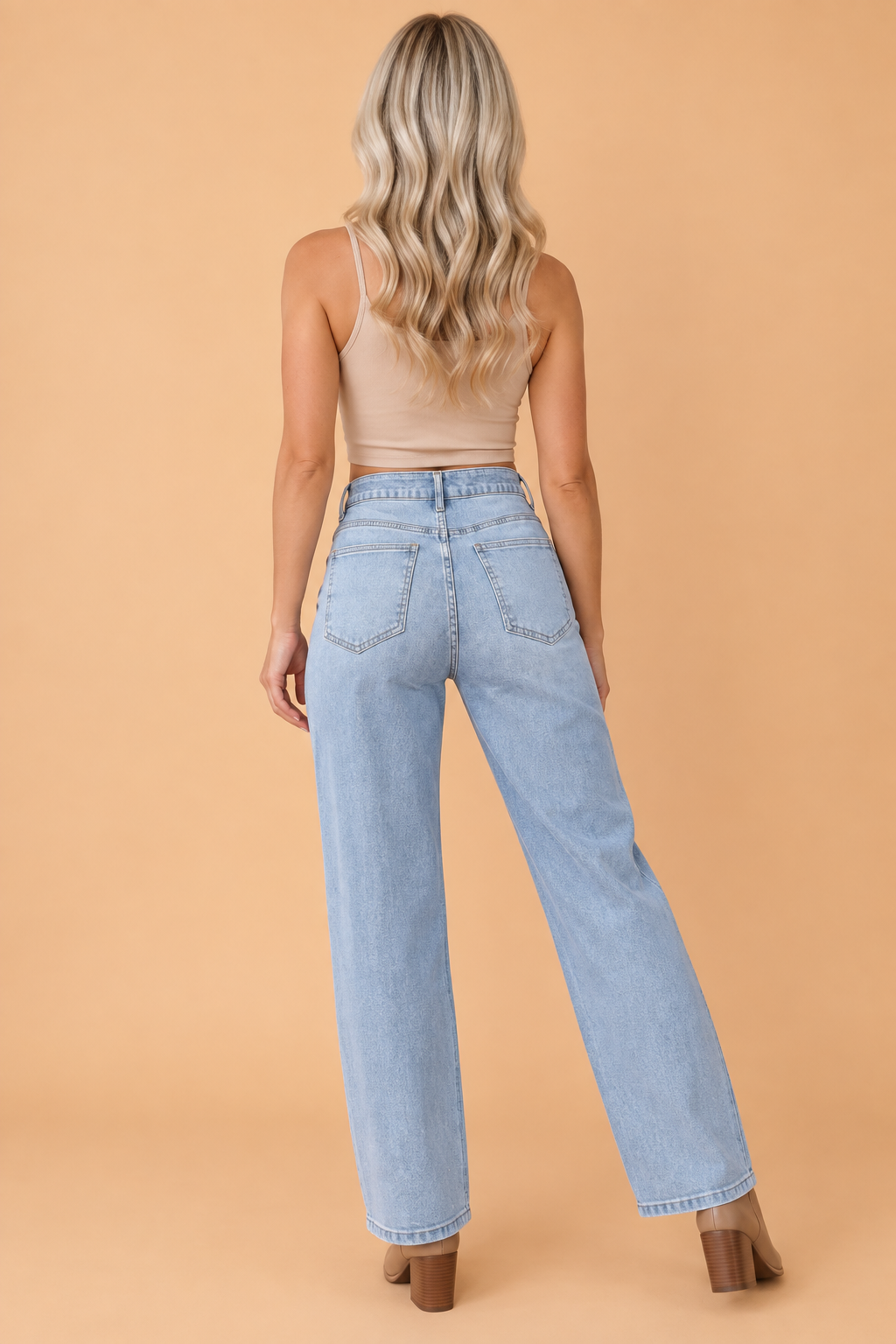 Denim High Waist Straight Leg Jeans