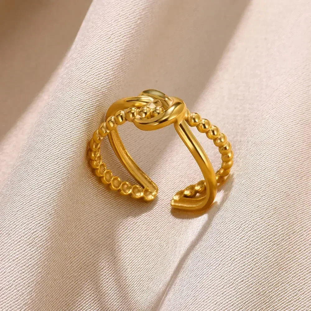 Stainless Steel Flower Open Rings For Women