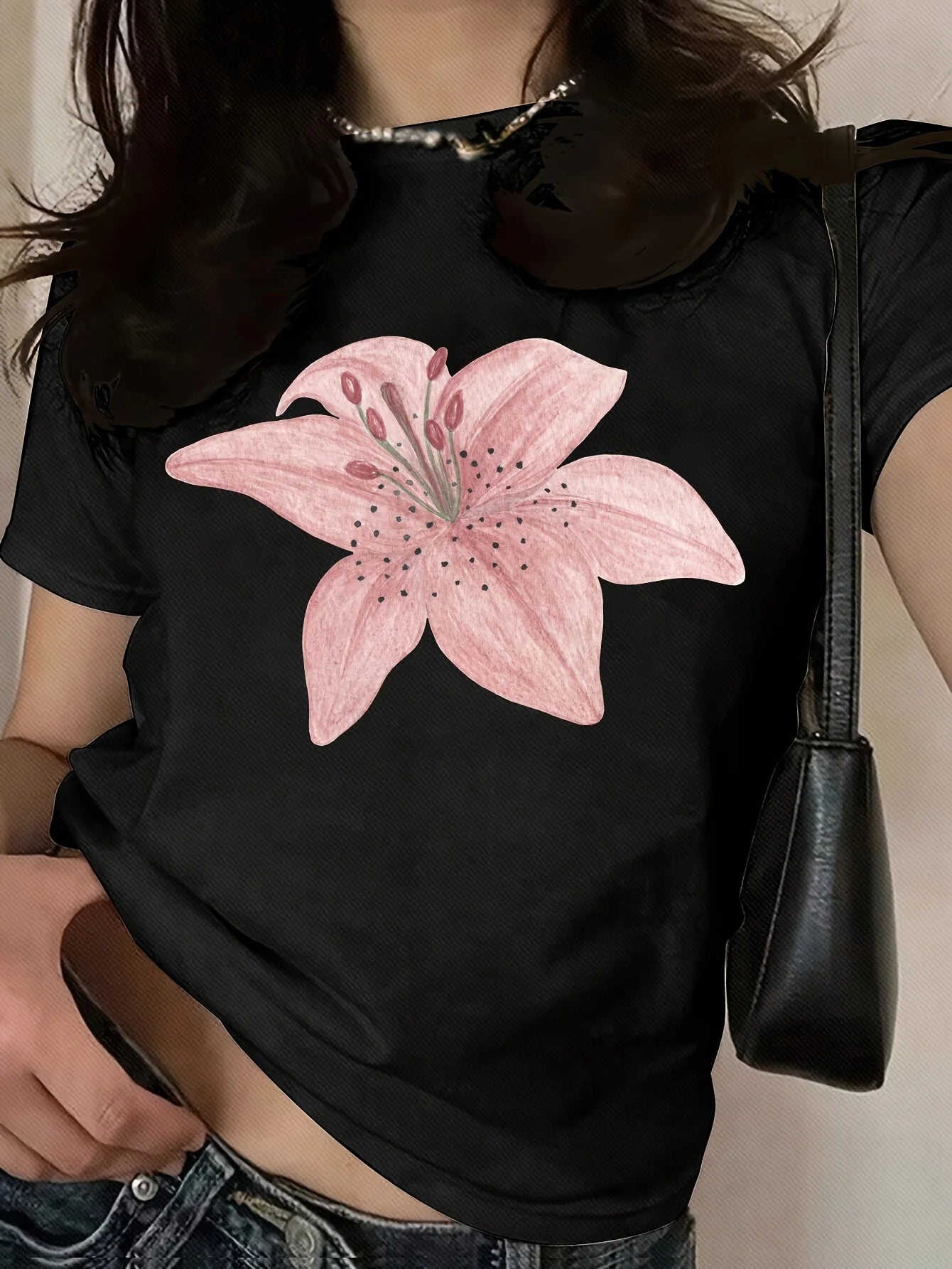 Women's  Floral Print  Crewneck  Short Sleeve T-Shirt