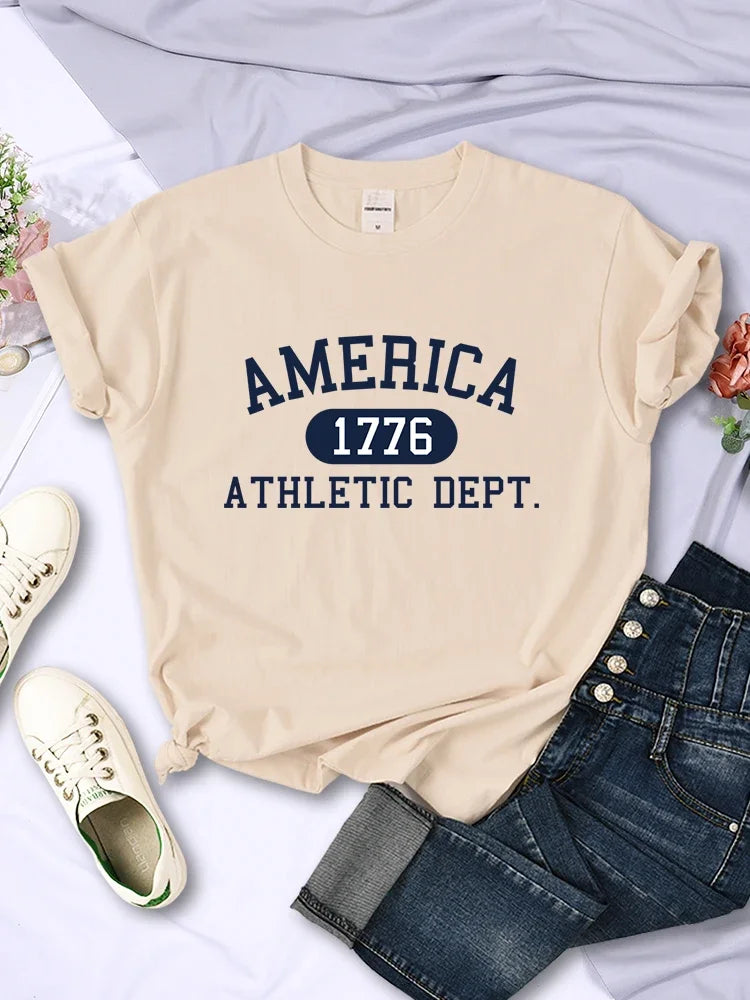 America 1776 Athletic Dept Letter T-Shirt Womens