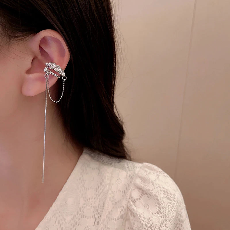 Women's Crystal Tassel Non-Piercing Cuff Earring