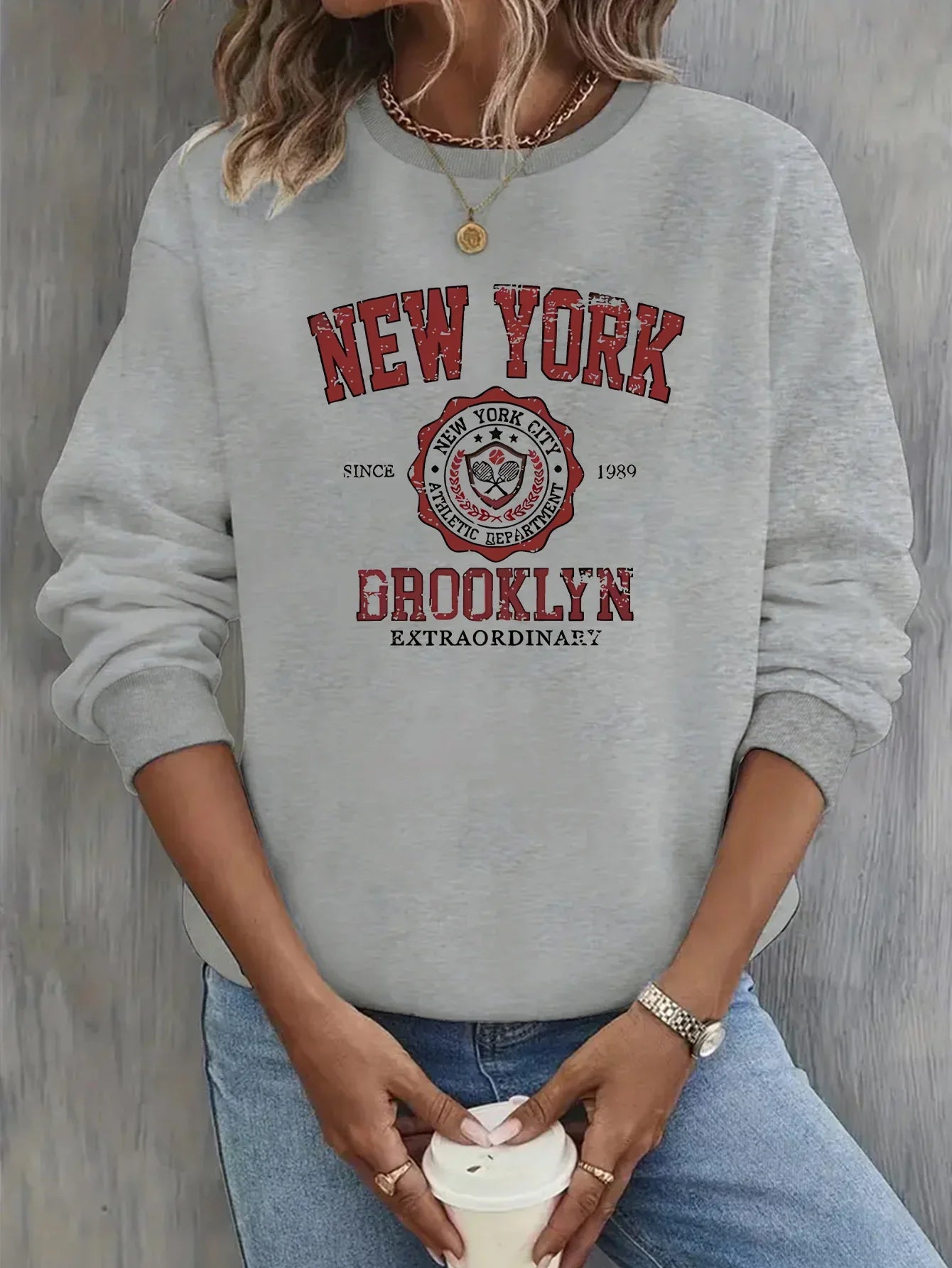 Women's Casual USA Print Pullover Sweatshirt