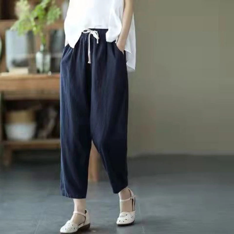 Casual Cotton and Linen Pants for Womem