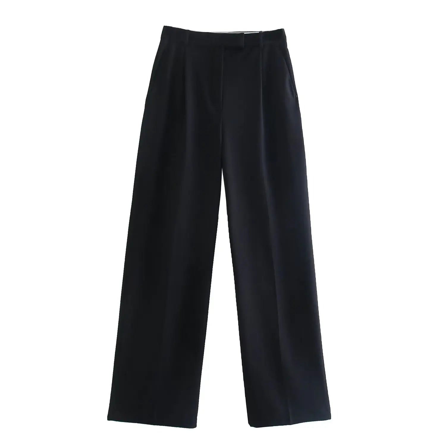 Women's Front Zipper High Waist Full Length Trousers