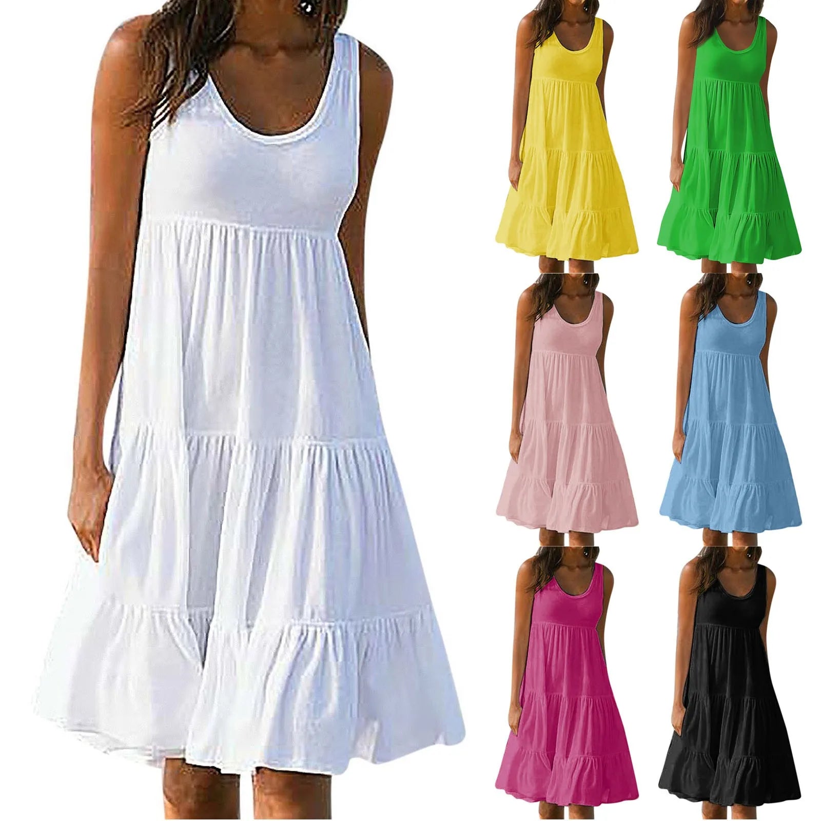 Women's Summer Pleated Midi Dress
