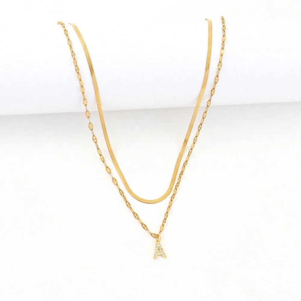 Women's Quartz  Stainless Steel Herringbone Necklace