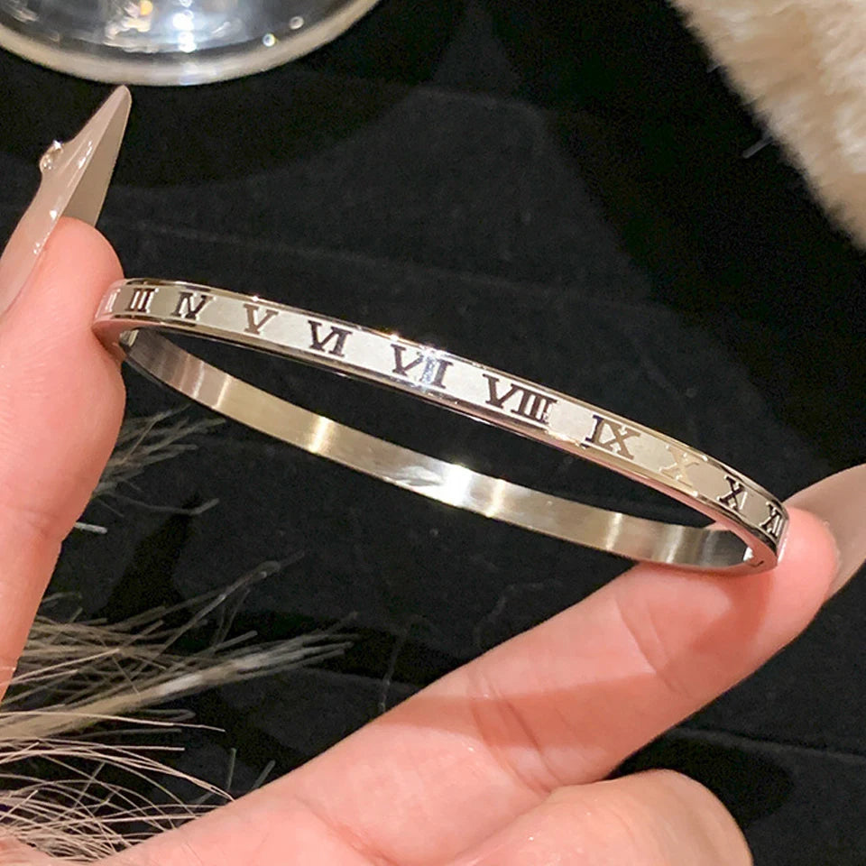 Five pc Sparkling Zirconia Stainless Steel Bracelet Set