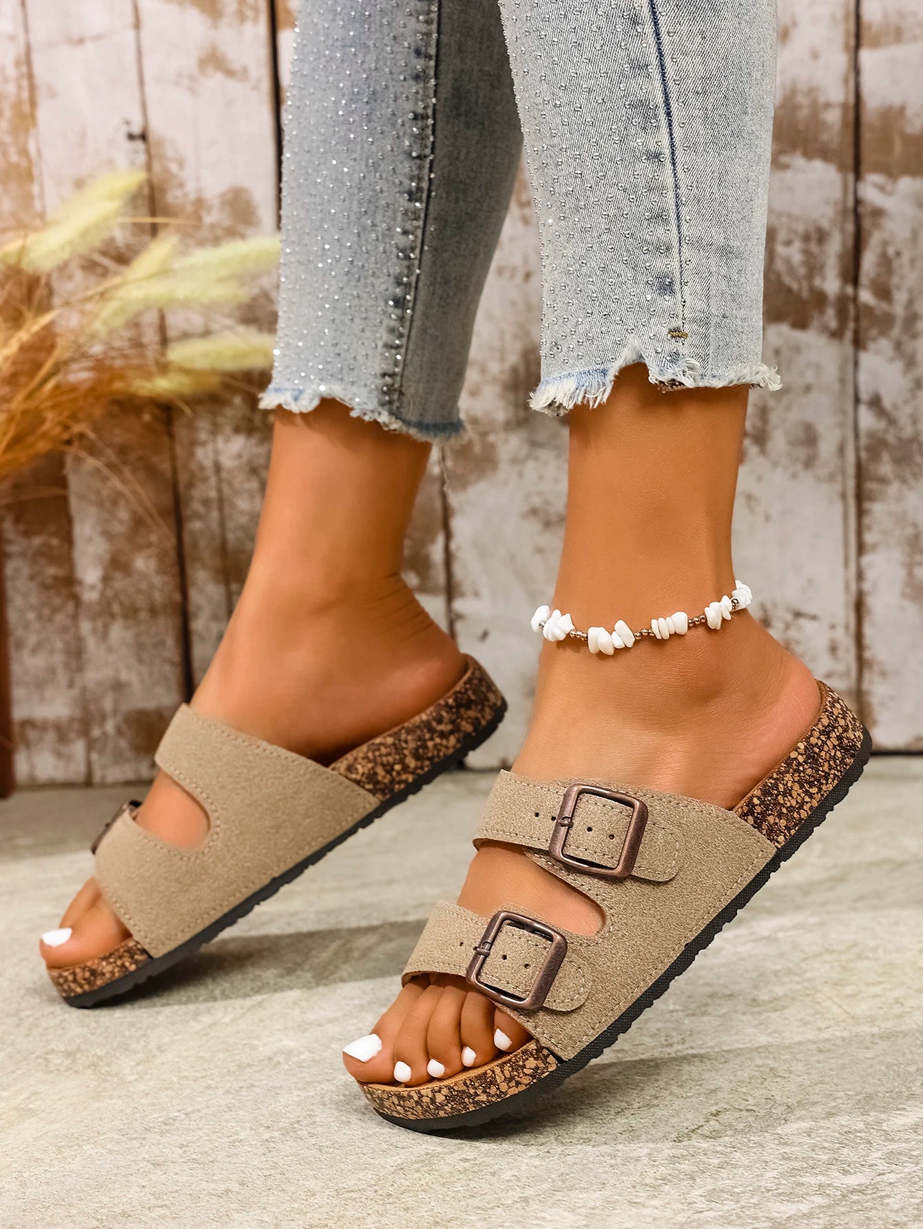 Women's Adjustable Buckle  Slip-On Shoes