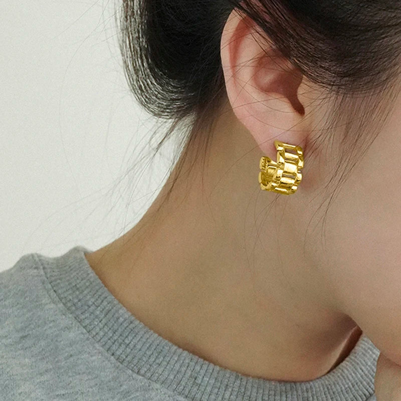 Dainty Watch Chain Earrings for Women Silver Color/Gold Color