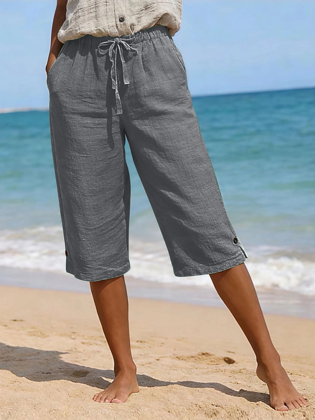 Women's Solid Color Cotton Linen, Loose Fit