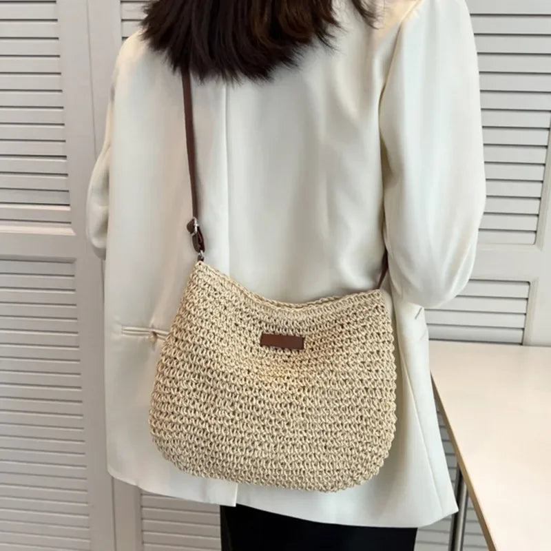 Ladies Fashion Straw Crossbody Bag