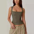 Women's Square Neck Sleeveless  Layer Tank Top
