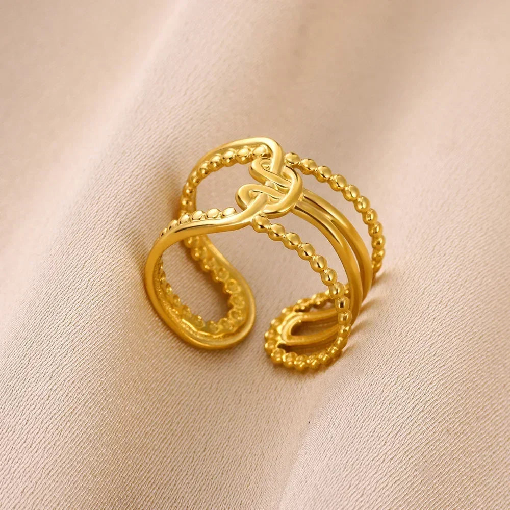 Stainless Steel Flower Open Rings For Women