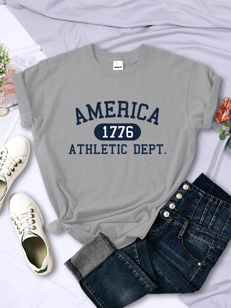 America 1776 Athletic Dept Letter T-Shirt Womens