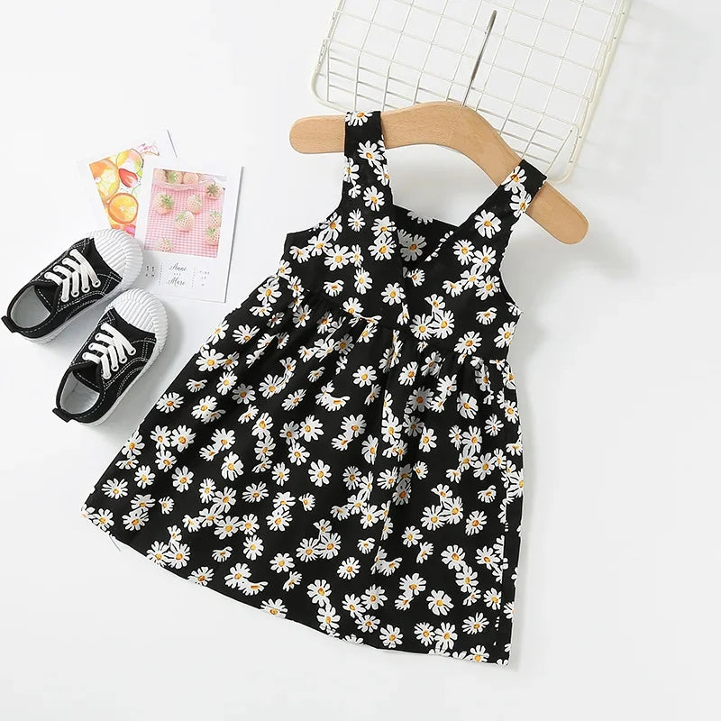 Baby Girls Sleeveless Flower Print Dresses