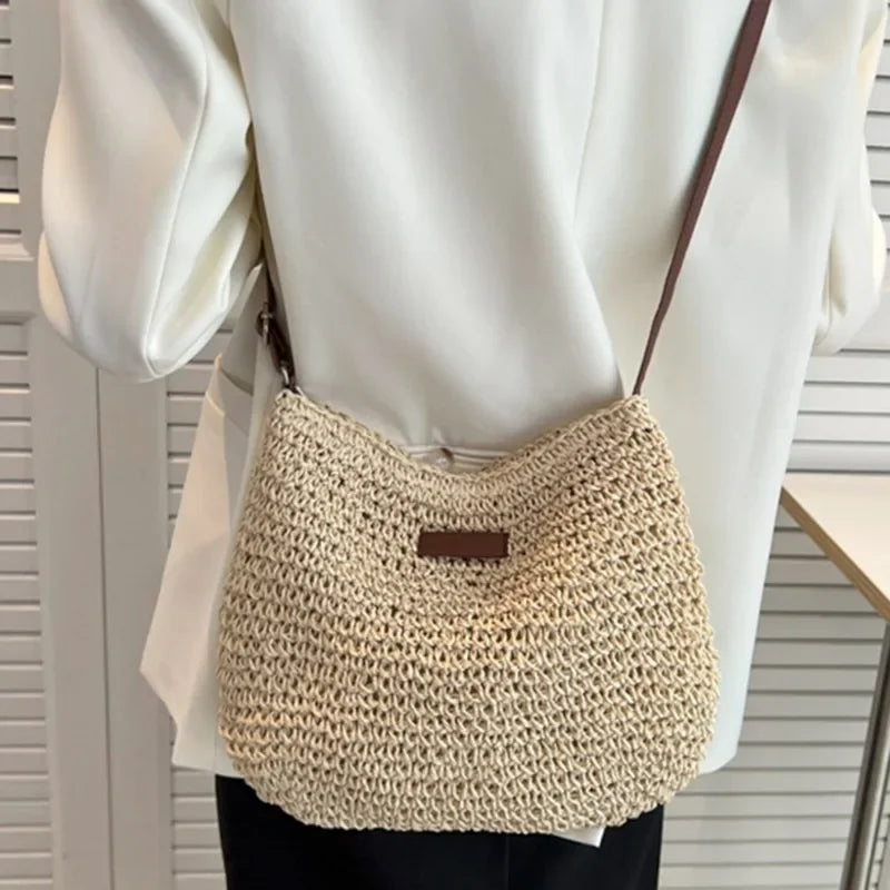 Ladies Fashion Straw Crossbody Bag