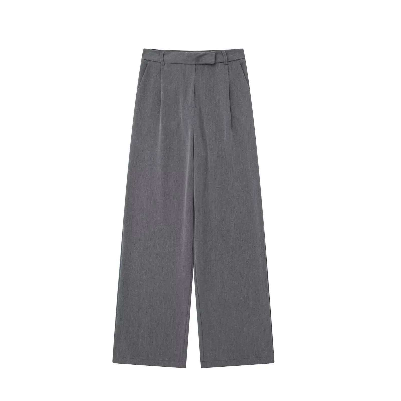 Women's Front Zipper High Waist Full Length Trousers