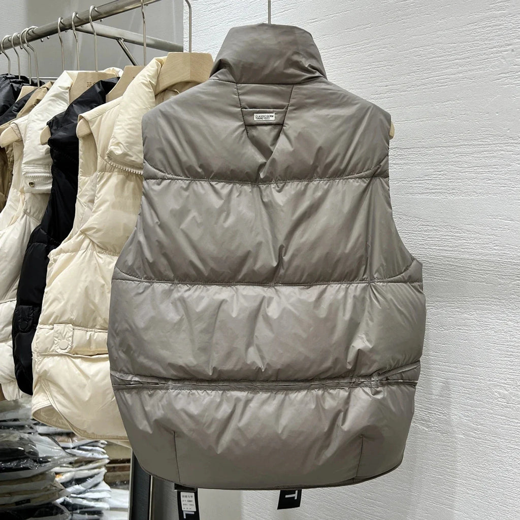Down Cotton Vest Jacket Women Loose Stand Collar Vest Coat