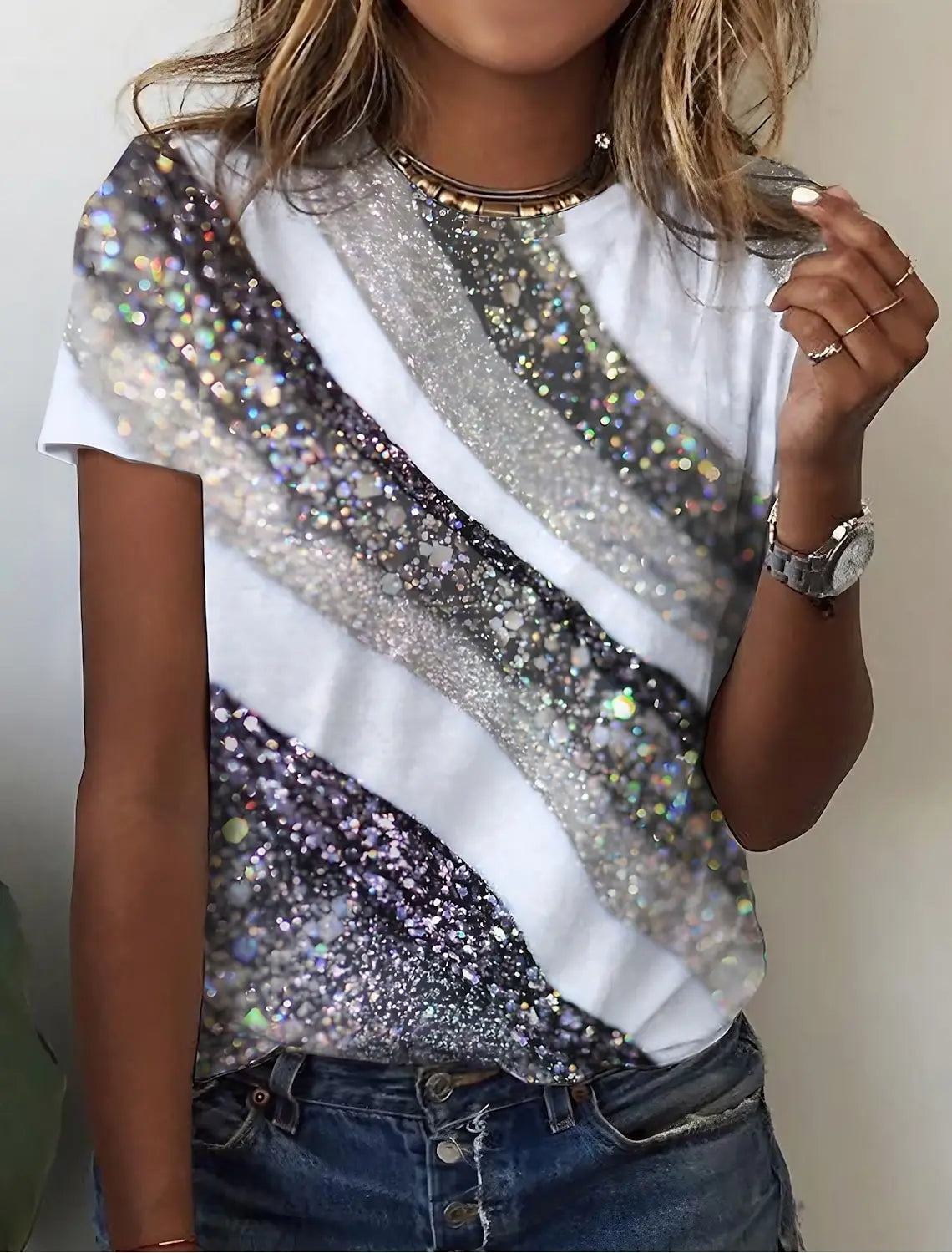 Women's 3d Print Floral Graphics Tee