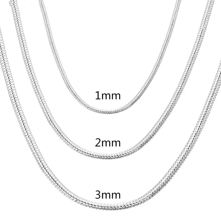 40-75cm Sterling Silver 1MM/2MM/3MM Chain Necklace