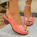 Patent Leather Thick High Heeled Sandals Women
