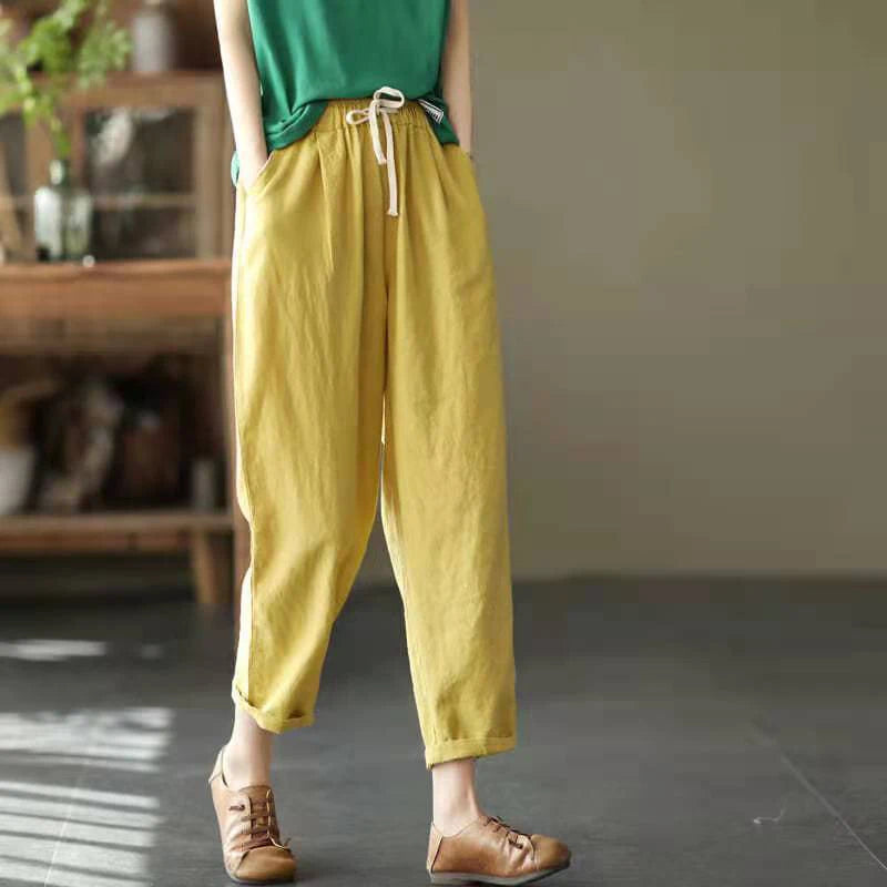 Casual Cotton and Linen Pants for Womem