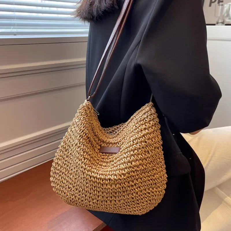 Ladies Fashion Straw Crossbody Bag