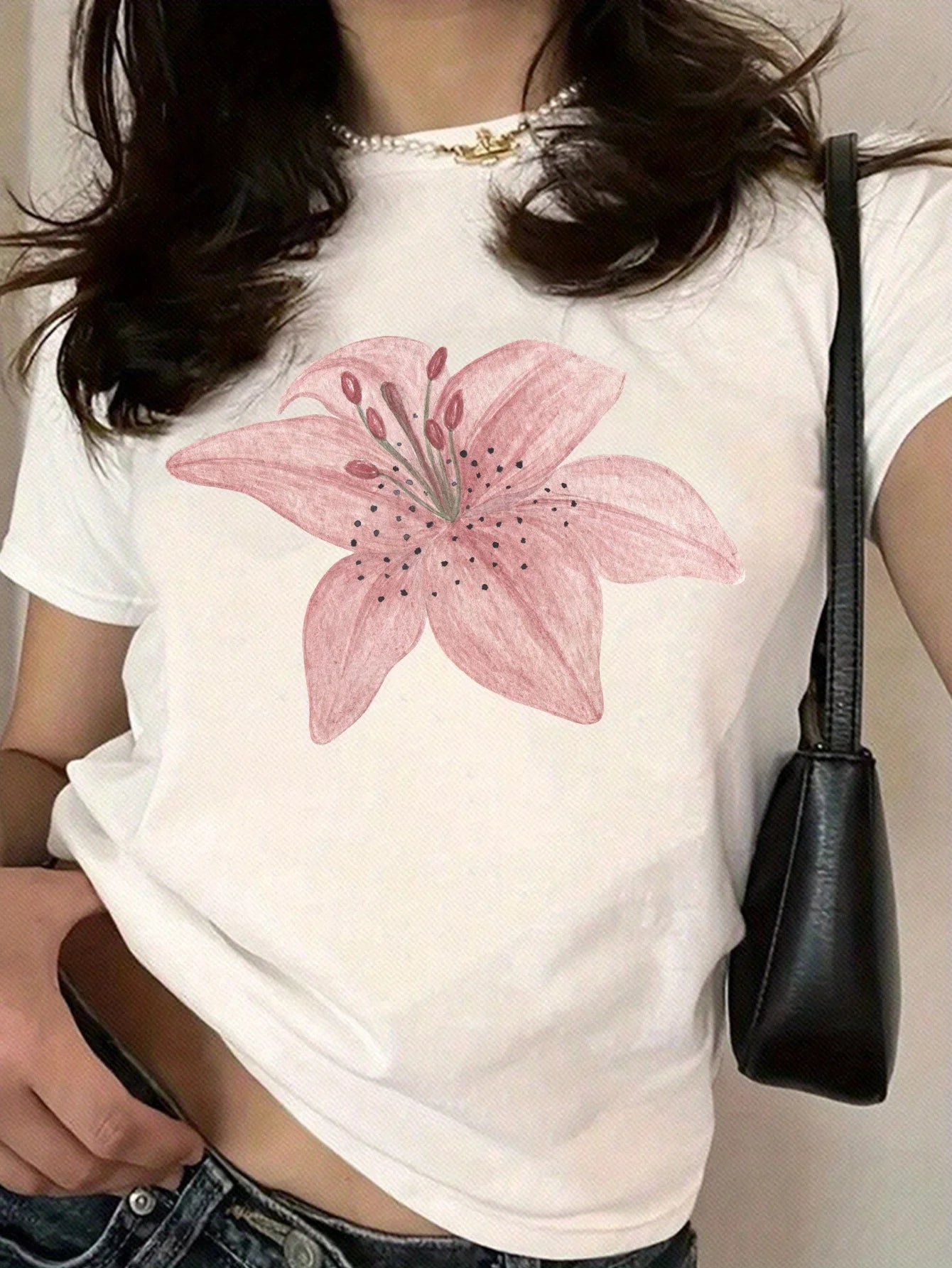 Women's  Floral Print  Crewneck  Short Sleeve T-Shirt