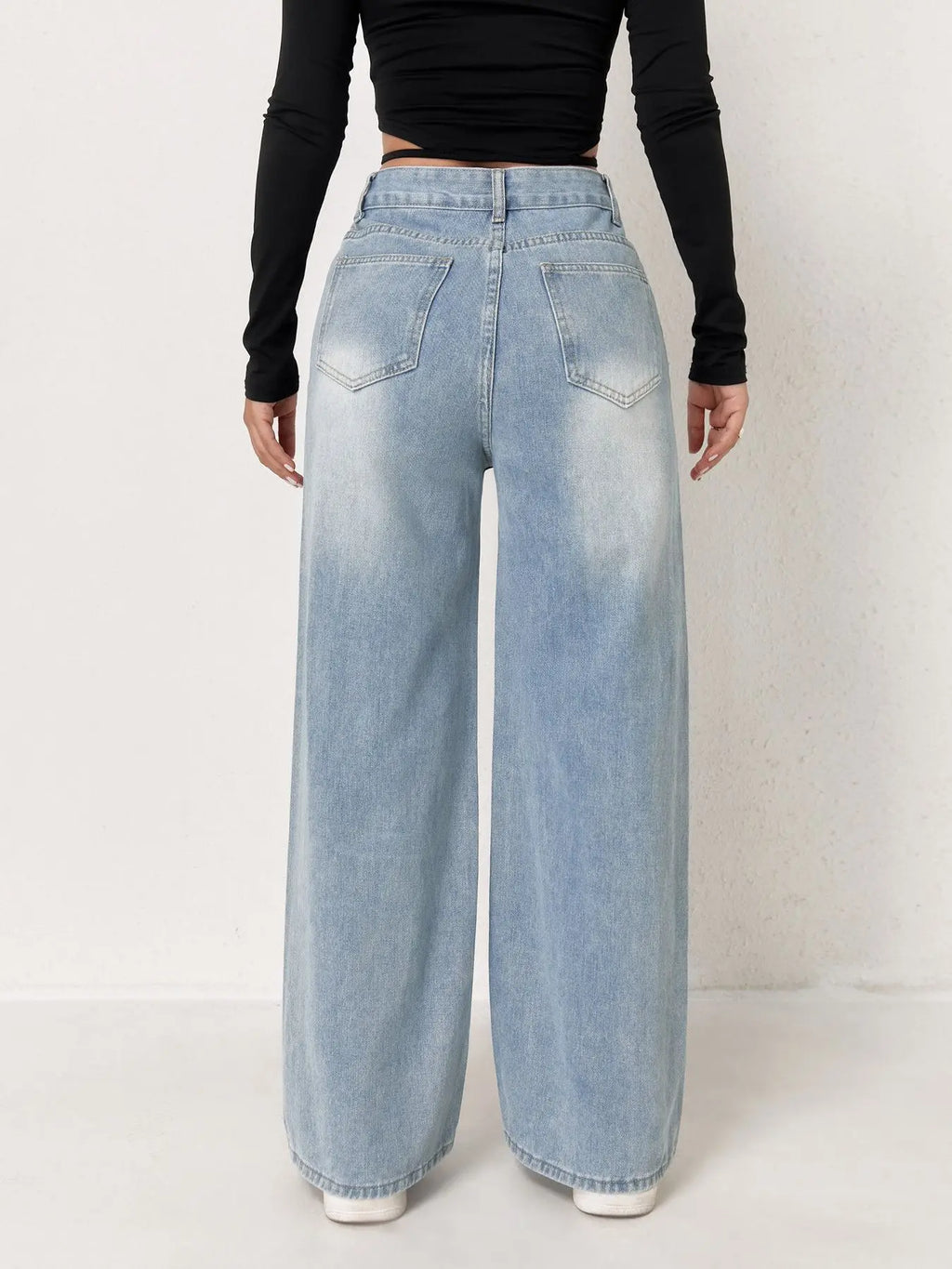 Light Blue Wide Leg Loose Pants For Women