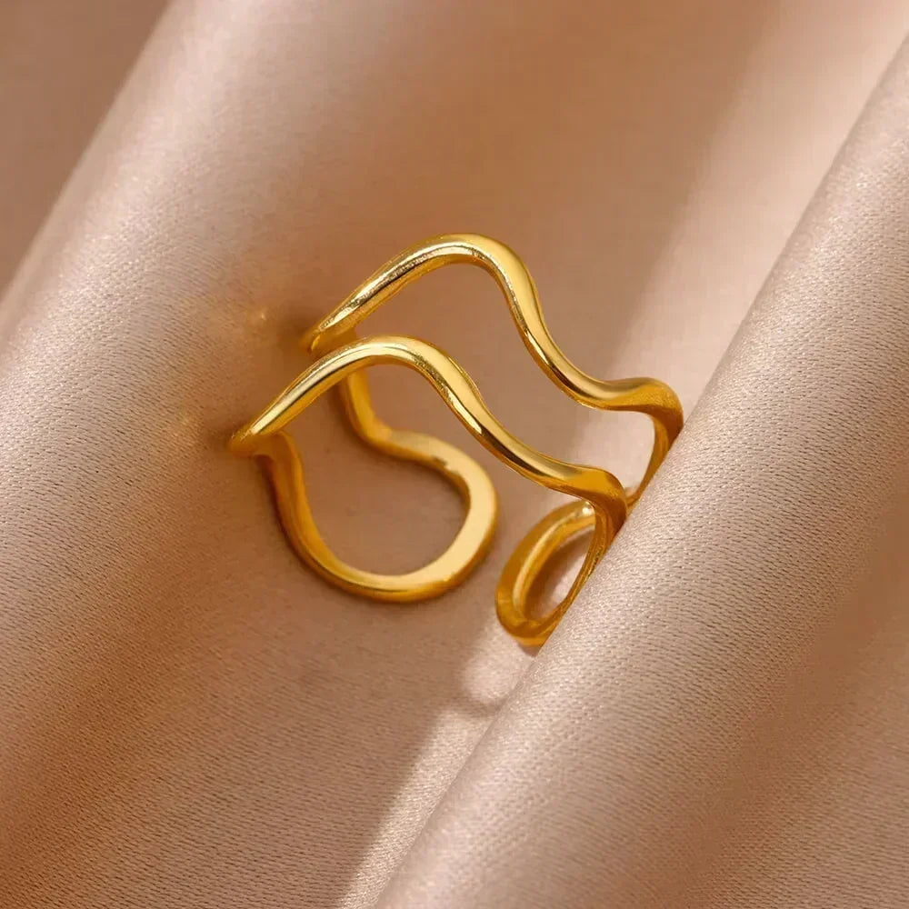 Stainless Steel Flower Open Rings For Women