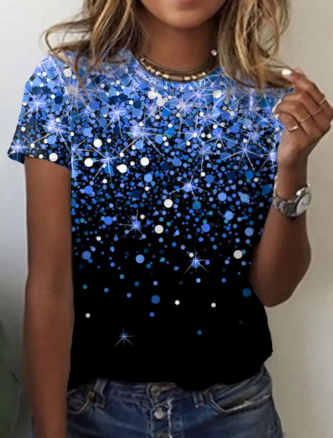 Women's 3d Print Floral Graphics Tee