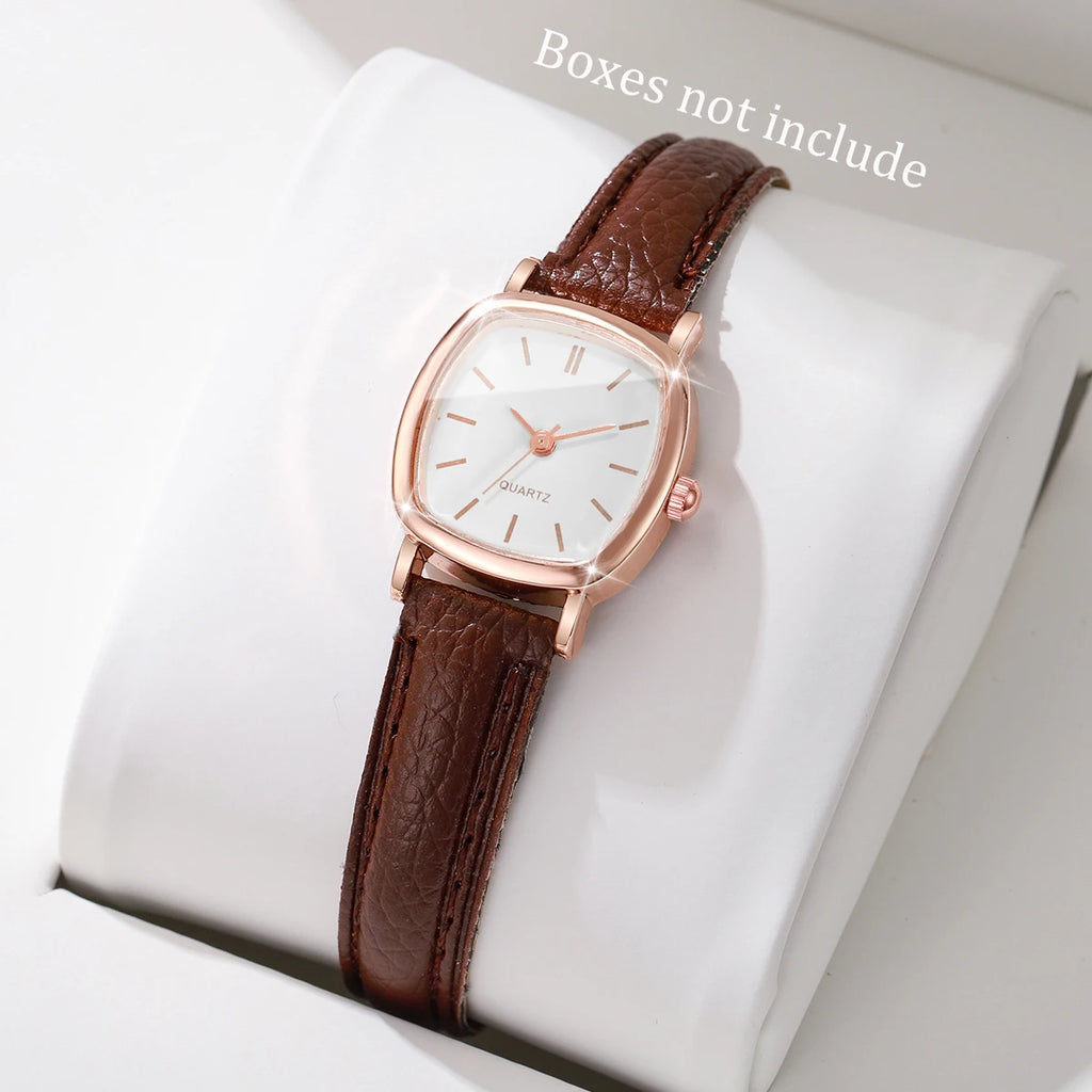 Women's Small Dial Quartz Watch Leather Band