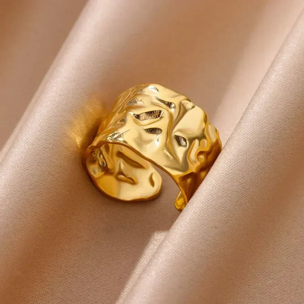 Stainless Steel Flower Open Rings For Women