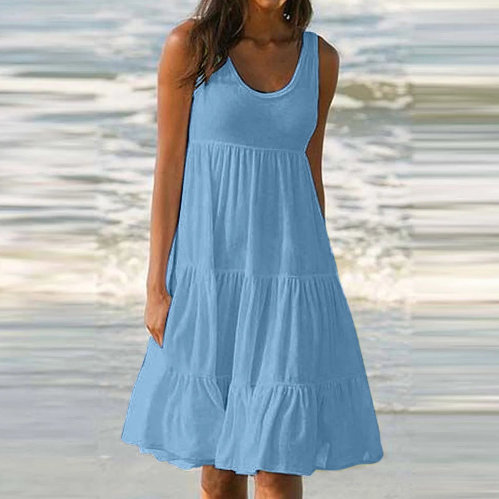 Women's Summer Pleated Midi Dress