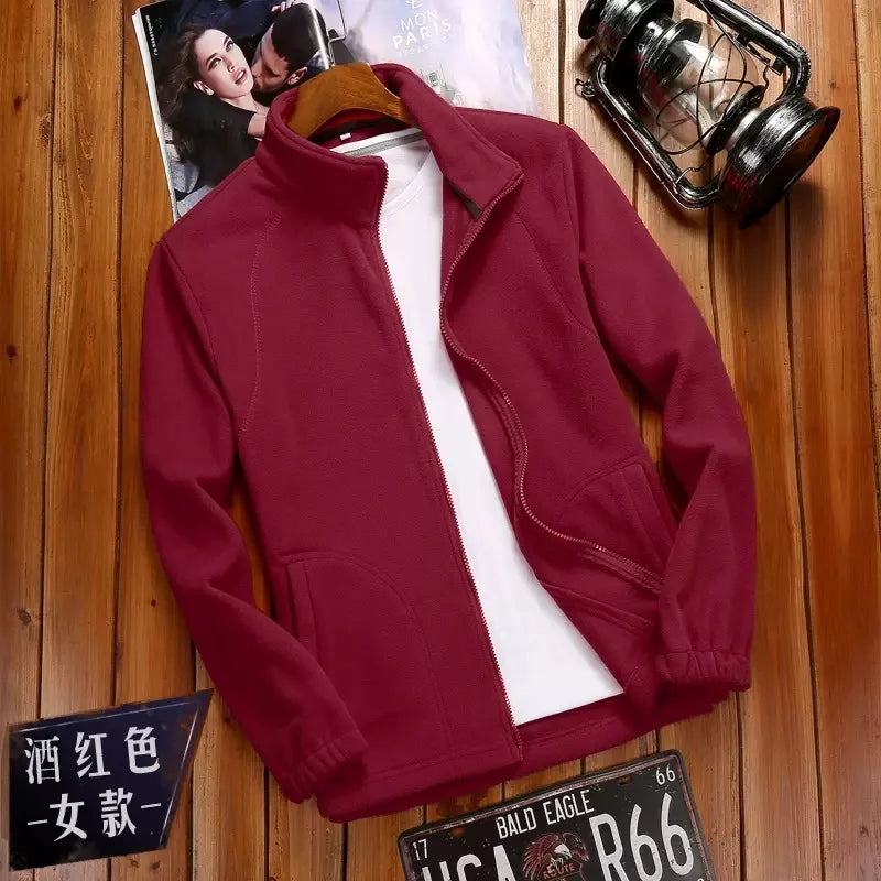 Women's Zipper Cardigan Shirt Warm Fleece Jacket Ladies